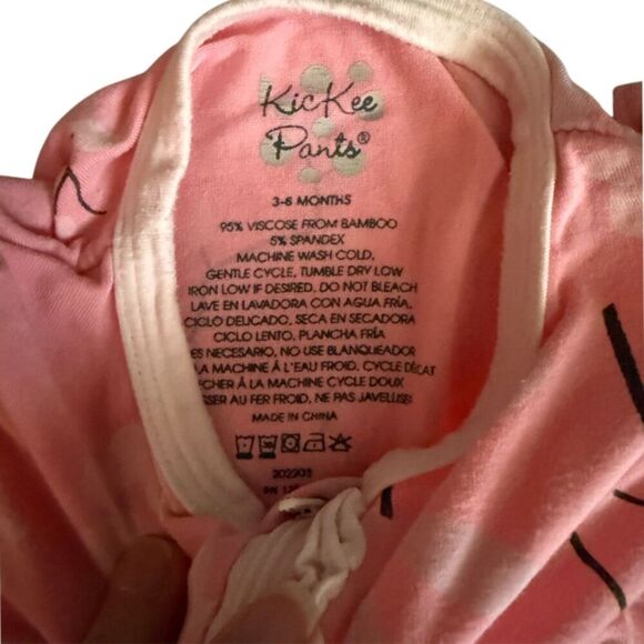Kickee Pants Bamboo Pink Floral One Piece Sleeper Size 3-6 Months - Picture 6 of 6